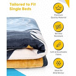 Pine Kids Disney Single Ply Fleece Blanket in Mickey Mouse Print - Grey