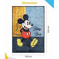 Pine Kids Disney Single Ply Fleece Blanket in Mickey Mouse Print - Grey