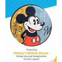 Pine Kids Disney Single Ply Fleece Blanket in Mickey Mouse Print - Grey