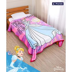 Pine Kids Disney Single Ply Fleece Blanket in Disney Princess Print - Pink
