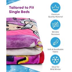 Pine Kids Disney Single Ply Fleece Blanket in Disney Princess Print - Pink