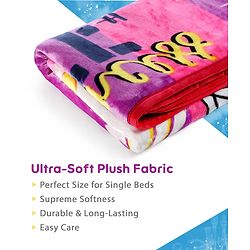 Pine Kids Disney Single Ply Fleece Blanket in Disney Princess Print - Pink