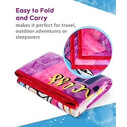 Pine Kids Disney Single Ply Fleece Blanket in Disney Princess Print - Pink
