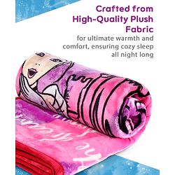 Pine Kids Disney Single Ply Fleece Blanket in Disney Princess Print - Pink