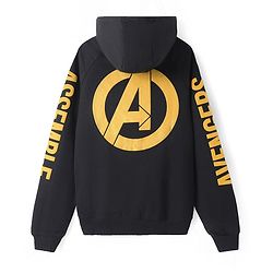Pine Kids Marvel Terry Knit Full Sleeves Hooded Sweatshirt & Track Pant with Avengers Front and Back Graphics With Glitter Detailing - Black