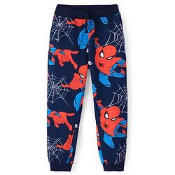 Pine Kids Marvel Terry Knit Full Sleeves Co-ord Hooded Sweatshirt & Track Pant with Spider Man Print - Navy