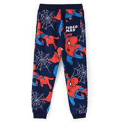 Pine Kids Marvel Terry Knit Full Sleeves Co-ord Hooded Sweatshirt & Track Pant with Spider Man Print - Navy