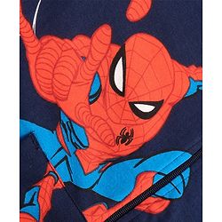 Pine Kids Marvel Terry Knit Full Sleeves Co-ord Hooded Sweatshirt & Track Pant with Spider Man Print - Navy