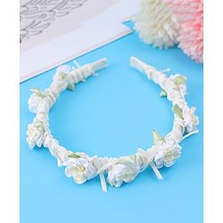 Pine Kids Hair Bands Floral Applique Free Size - Beige