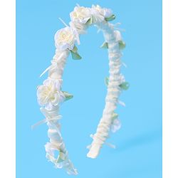 Pine Kids Hair Bands Floral Applique Free Size - Beige