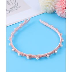 Pine Kids Hair Band with Pearl Applique Free Size - Pink