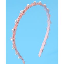 Pine Kids Hair Band with Pearl Applique Free Size - Pink