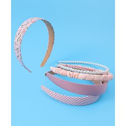 Pine Kids Free Size Hair Bands with Peal & Floral Print Pack of 5 - Multicolor