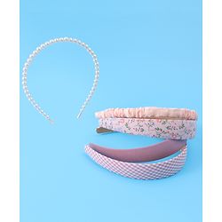 Pine Kids Free Size Hair Bands with Peal & Floral Print Pack of 5 - Multicolor