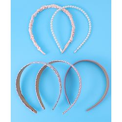 Pine Kids Free Size Hair Bands with Peal & Floral Print Pack of 5 - Multicolor