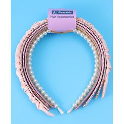 Pine Kids Free Size Hair Bands with Peal & Floral Print Pack of 5 - Multicolor