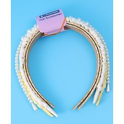 Pine Kids Free Size Hair Bands Pearl & Floral Print Pack of 5 - Multicolor