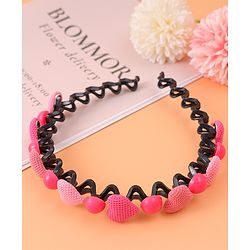 Pine Kids Hair Band with Hearts & Rounds Embellished Free Size - Pink