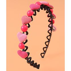 Pine Kids Hair Band with Hearts & Rounds Embellished Free Size - Pink