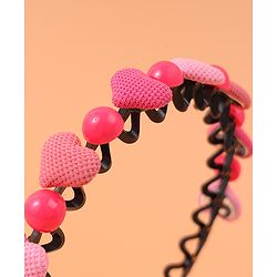 Pine Kids Hair Band with Hearts & Rounds Embellished Free Size - Pink