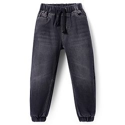 Pine Kids Woven Full Length Denim Washed Joggers - Black