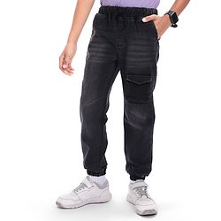 Pine Kids Cotton Woven Full Length Washed Jeans - Black