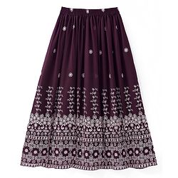 Pine Kids Woven Half Sleeves Sequin Embroidered Choli Lehenga Set with Dupatta - Wine