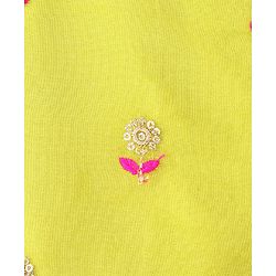 Pine Kids Woven Sleeveless Floral Embroidered  Kurti & Churidar Salwar Set with Dupatta - Lime green