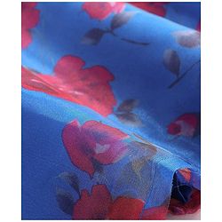 Pine Kids Woven Full Sleeves Floral Printed Kurta Palazzo Set with Dupatta & Lace Detailing - Royal Blue