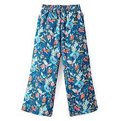 Pine Kids Woven Sleeveless Floral Sequin Embroidered Top & Palazo Set with Frill Detailing - Navy Blue