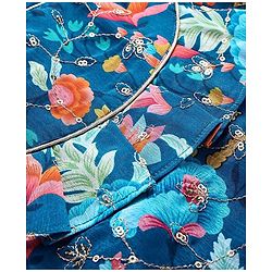 Pine Kids Woven Sleeveless Floral Sequin Embroidered Top & Palazo Set with Frill Detailing - Navy Blue