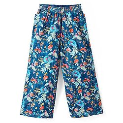 Pine Kids Woven Sleeveless Floral Sequin Embroidered Top & Palazo Set with Frill Detailing - Navy Blue