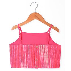 Pine Kids Woven Sequin Embroiderd Top & Palazzo Set with Three Fourth Sleeves Jacket - Dark Pink