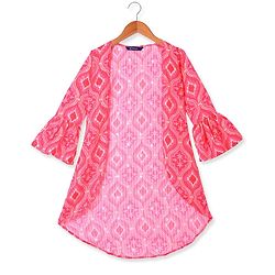 Pine Kids Woven Sequin Embroiderd Top & Palazzo Set with Three Fourth Sleeves Jacket - Dark Pink