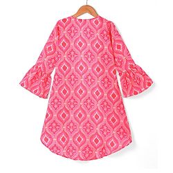 Pine Kids Woven Sequin Embroiderd Top & Palazzo Set with Three Fourth Sleeves Jacket - Dark Pink
