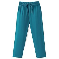 Pine Kids Woven Full Sleeves Solid Kurta Pyjama Set with Floral Embroidered Jacket - Teal Blue
