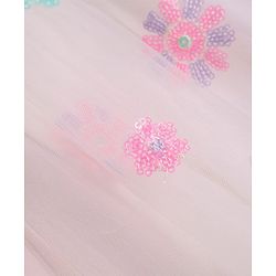 Pine Kids Woven Half sleeves Sequinned Floral Embroidered Choli Lahenga Set With Dupatta - Baby Pink