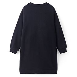 Pine Kids Cotton Knit Full Drop Shoulder Sleeves  Sweatshirt Dress With Floral Print - Black