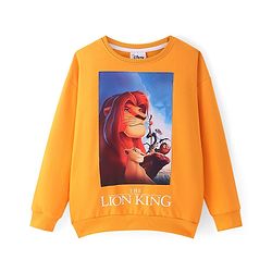 Pine Kids Disney Terry Knit Full Sleeves Sweatshirt with Lion King Graphics - Orange