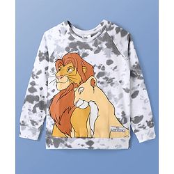 Pine Kids Disney Terry Knitted Full Raglan Sleeves Tie & Dye Oversized Sweatshirt With Lion King Print - White