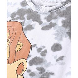 Pine Kids Disney Terry Knitted Full Raglan Sleeves Tie & Dye Oversized Sweatshirt With Lion King Print - White