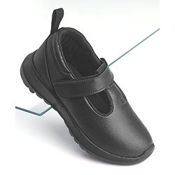 Pine Kids Textured School Shoes with Velcro Closure - Black