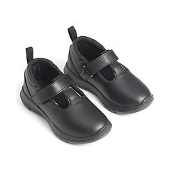 Pine Kids Textured School Shoes with Velcro Closure - Black