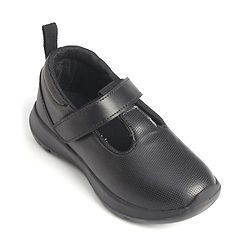 Pine Kids Textured School Shoes with Velcro Closure - Black