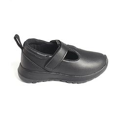 Pine Kids Textured School Shoes with Velcro Closure - Black