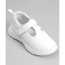 Pine Kids Textured School Shoes with Velcro Closure - White