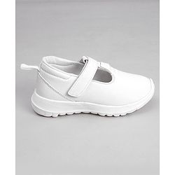 Pine Kids Textured School Shoes with Velcro Closure - White