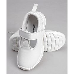 Pine Kids Textured School Shoes with Velcro Closure - White