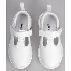 Pine Kids Textured School Shoes with Velcro Closure - White