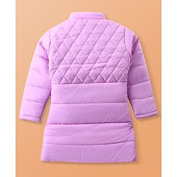 Pine Kids Woven Full Sleeves High Neck Padded Quilted Jacket with Butterfly Patch Detailing - Mauve